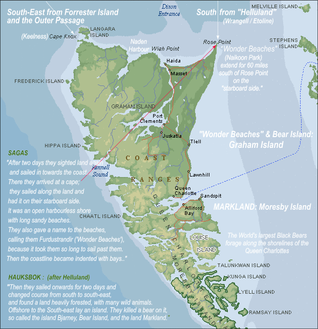 Map 5b. The Queen Charlotte Islands, Wonder Beaches, Bear Island, and MARKLAND