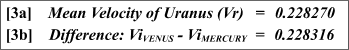 Relations 3a - 3b: The Venus-Mercury-Uranus  Mean Velocity Relationship