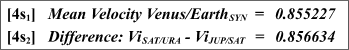 Relations 4c - 4d: Saturn/Uranus, Jupiter/Saturn: Venus/Earth mean velocites