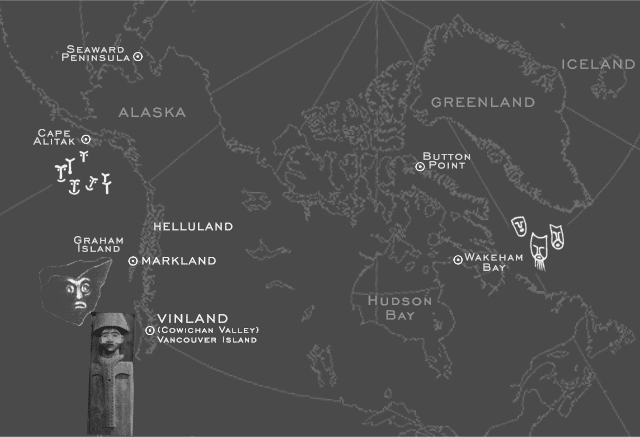 Map 4c. Eastern Arctic, Western Arctic, and Pacific Northwest "Thor" petroglyphs and carvings.