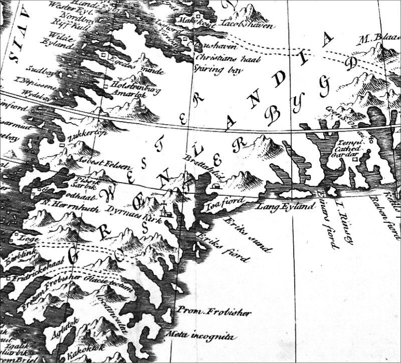 MAP 5d. NOVA GROENLANDIAE III ( Cranz, 1767 )