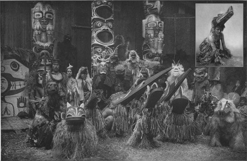 Fig.  9.5a. "Masked dancers - Qagyuhl." edward S. curtis, Vol 10. plate 358