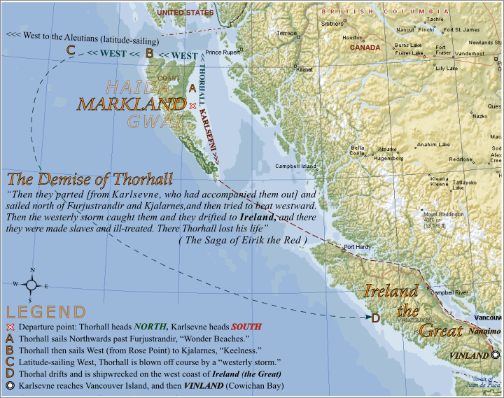 Map 4c. The DEMISE of THORHALL ( The SAGA OF EIRIK THE RED )